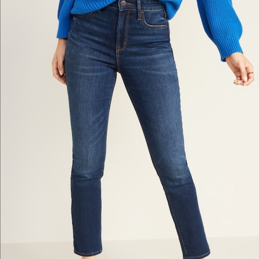 High-waisted slim straight Jeans